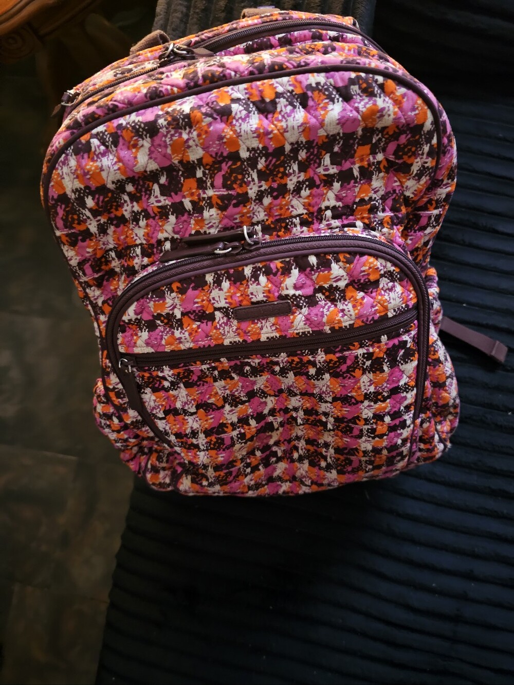 Vera Bradley Quilted Pink Multi-Color Houndstooth Backpack